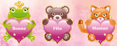 Gif animé bonne fête maman grenouille ourson chat